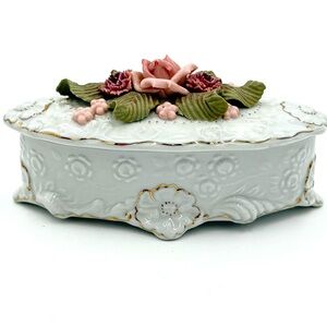 Vintage Reina Califta Bone China Trinket Box With Lid